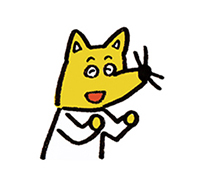 ガッツポーズをする狐のイラスト